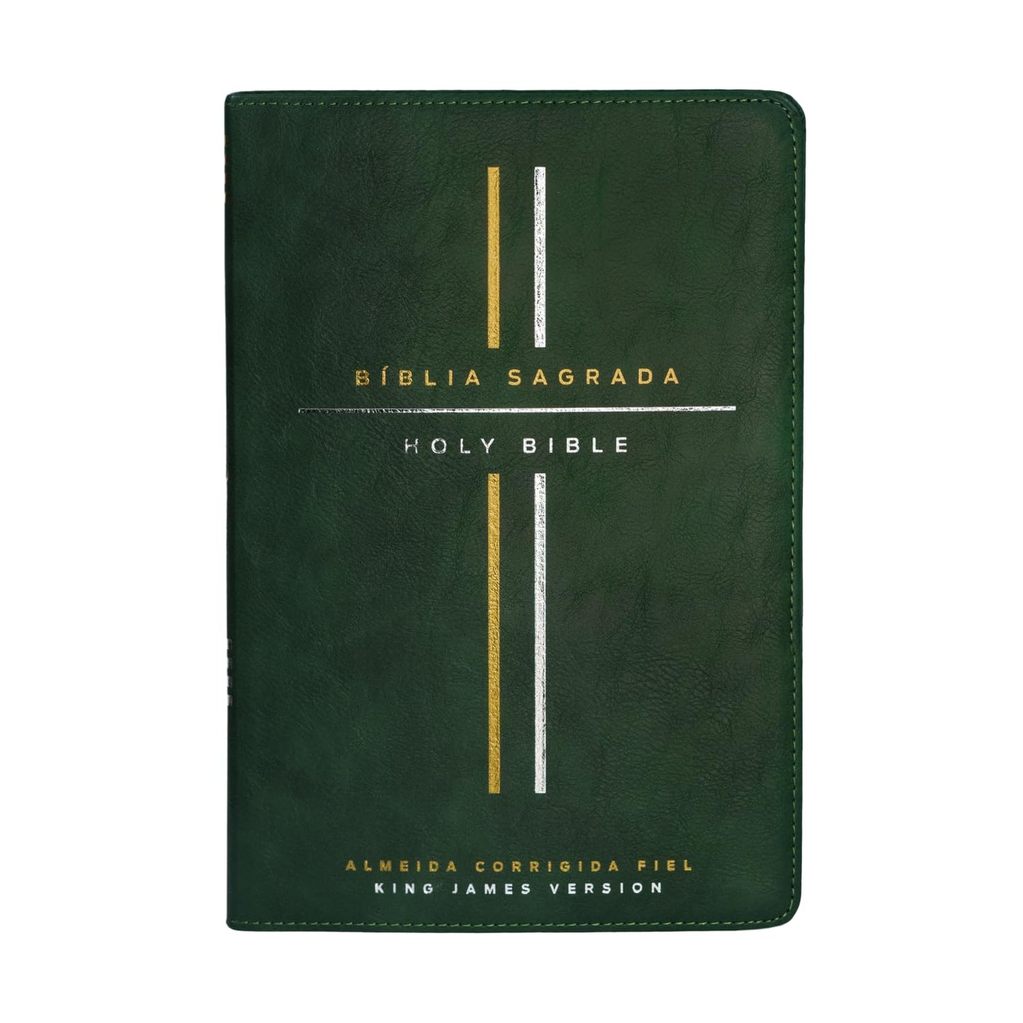 Bíblia Bilíngue, Português/Inglês, ACF/KJV, Couro Soft, Verde, Leitura Perfeita